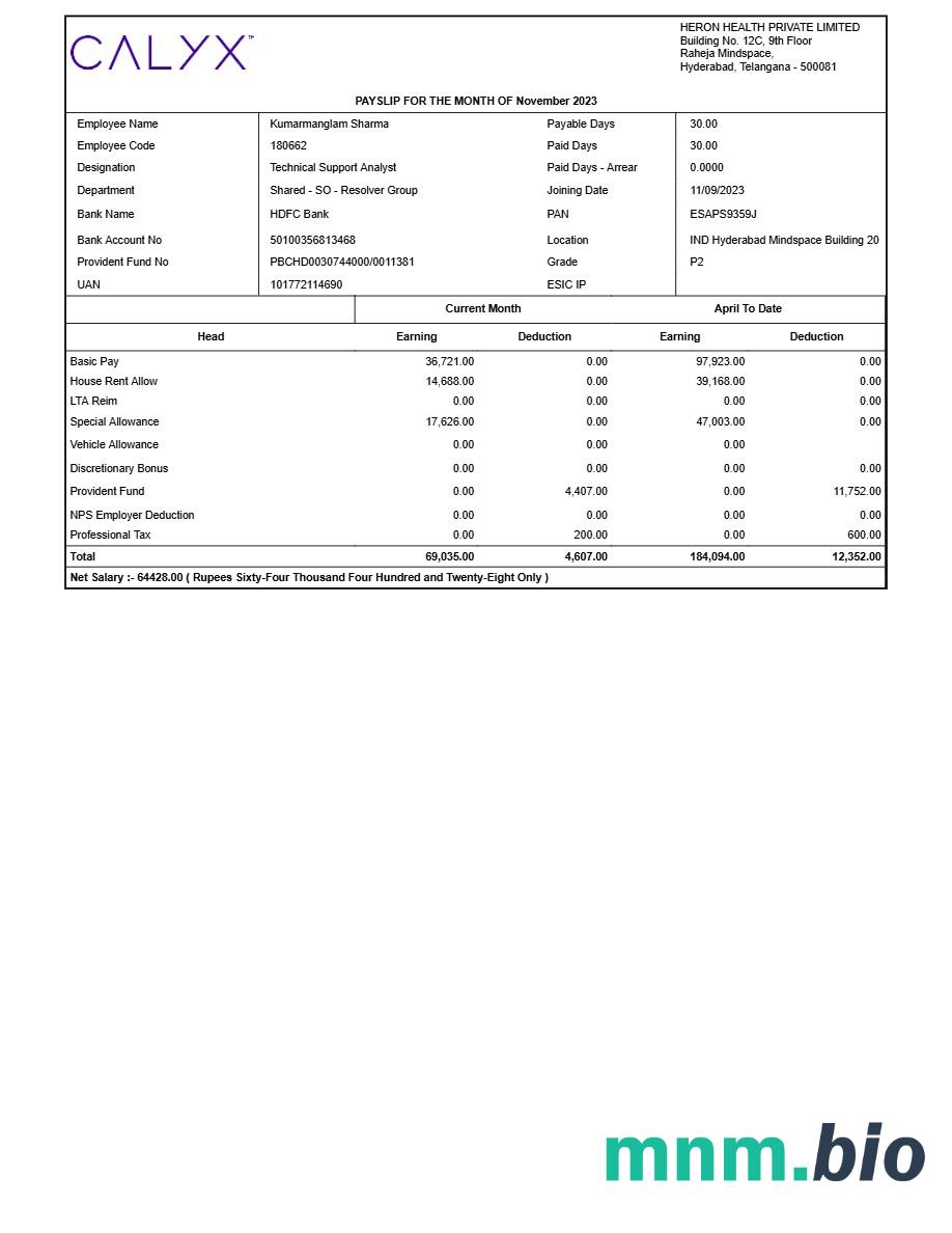 Szablon odcinka wypłaty Heron Health w formatach Word i PDF